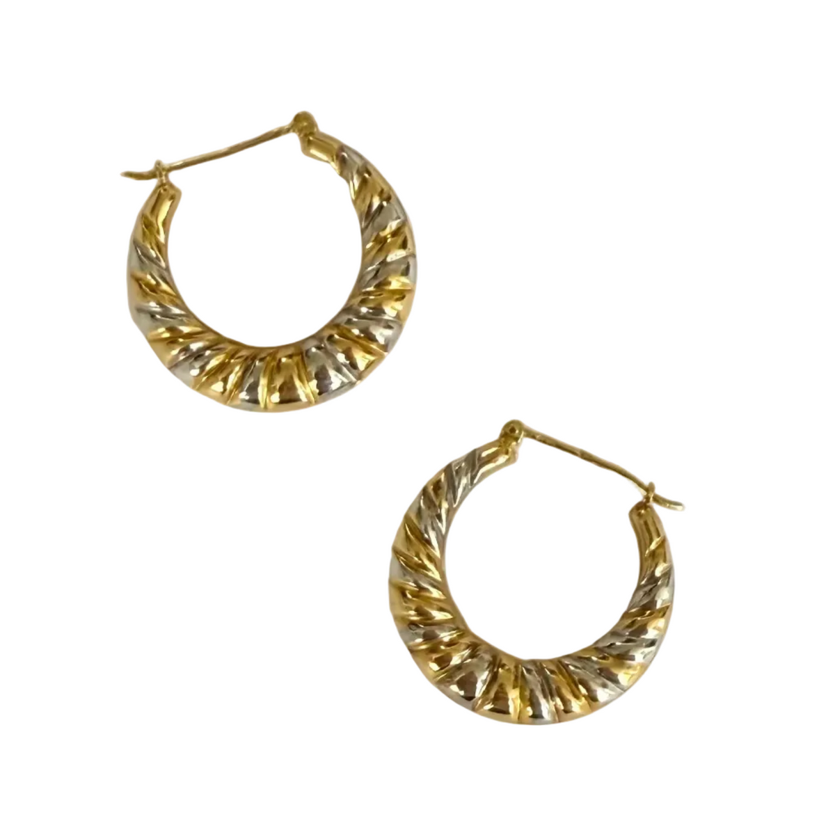 White gold and Yellow gold Hoop earrings