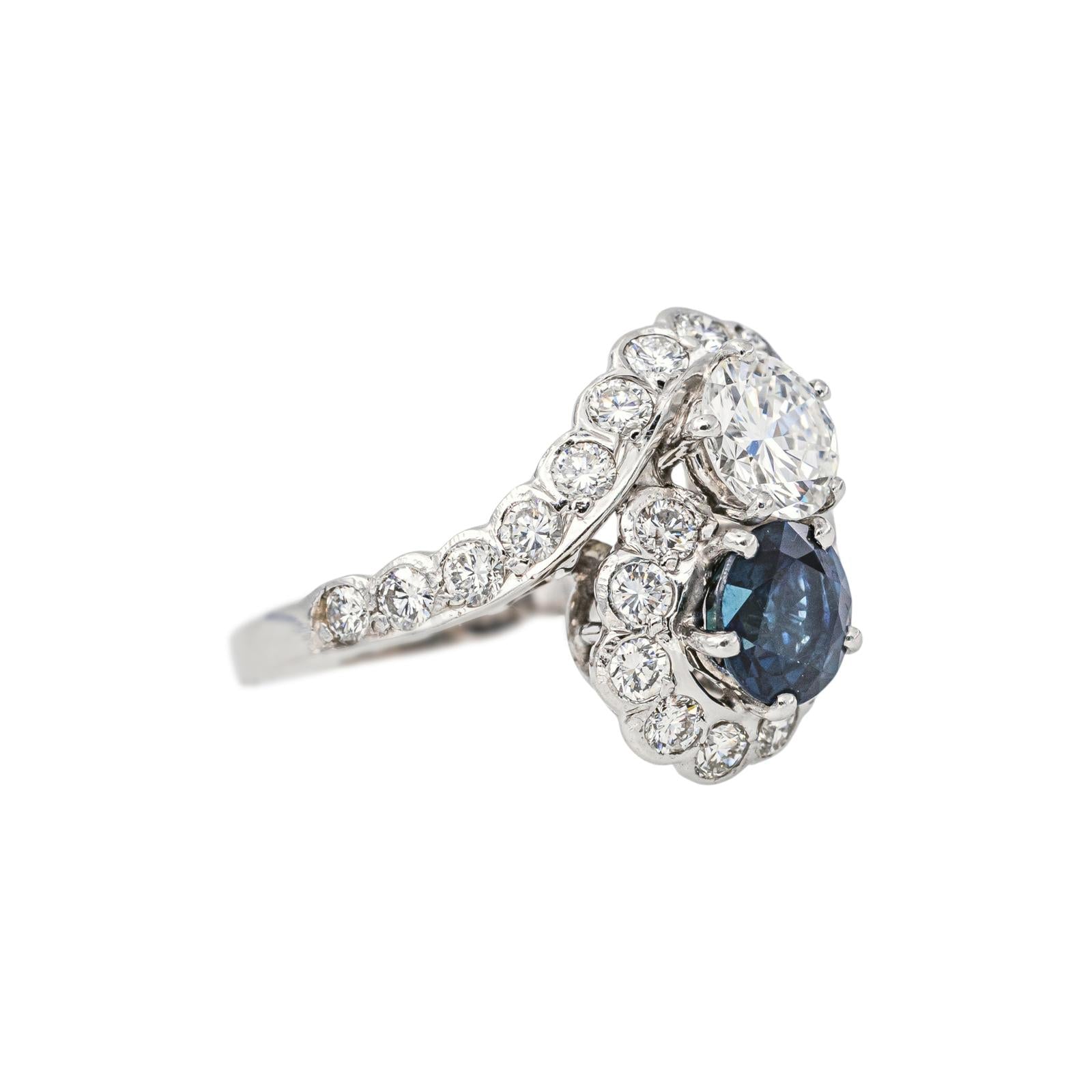 "Toi et Moi" White gold Sapphire Ring