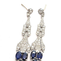 Platinum Drop Earrings with Sapphires and Diamonds
