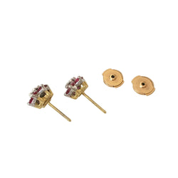 Earrings in White Gold, Yellow Gold, Rubies, and Diamonds