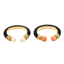 Bracelet Jonc BOUCHERON en or jaune, corail, onyx et diamants