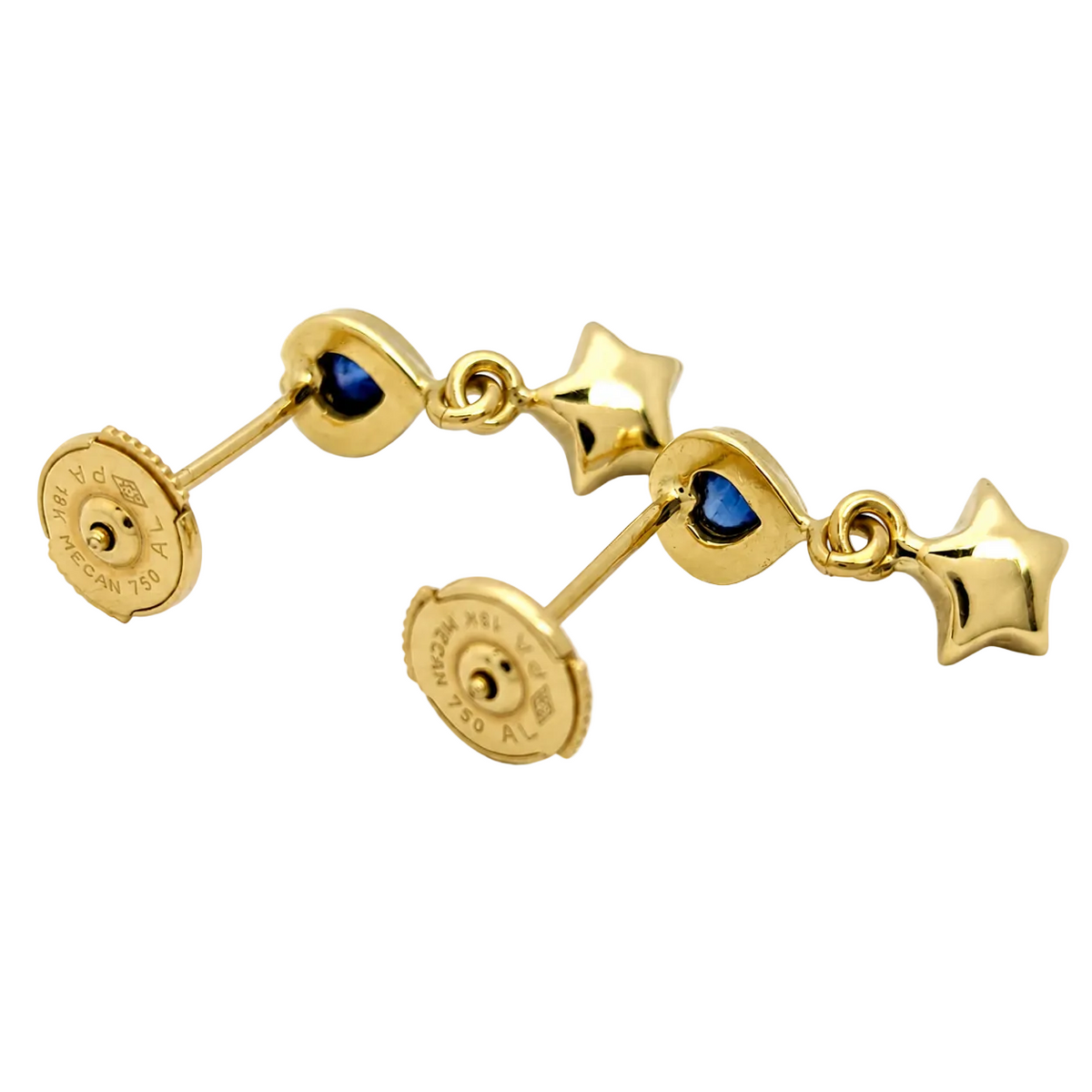 Yellow Gold and Sapphire Dangle Earrings