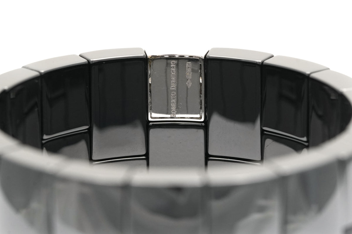 White Gold, Ceramic, and Diamond Cuff Bracelet