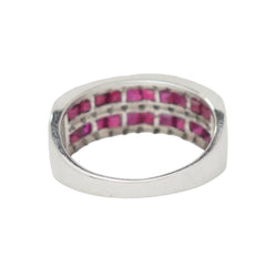 White Gold Band Ring with Rubies and Diamonds