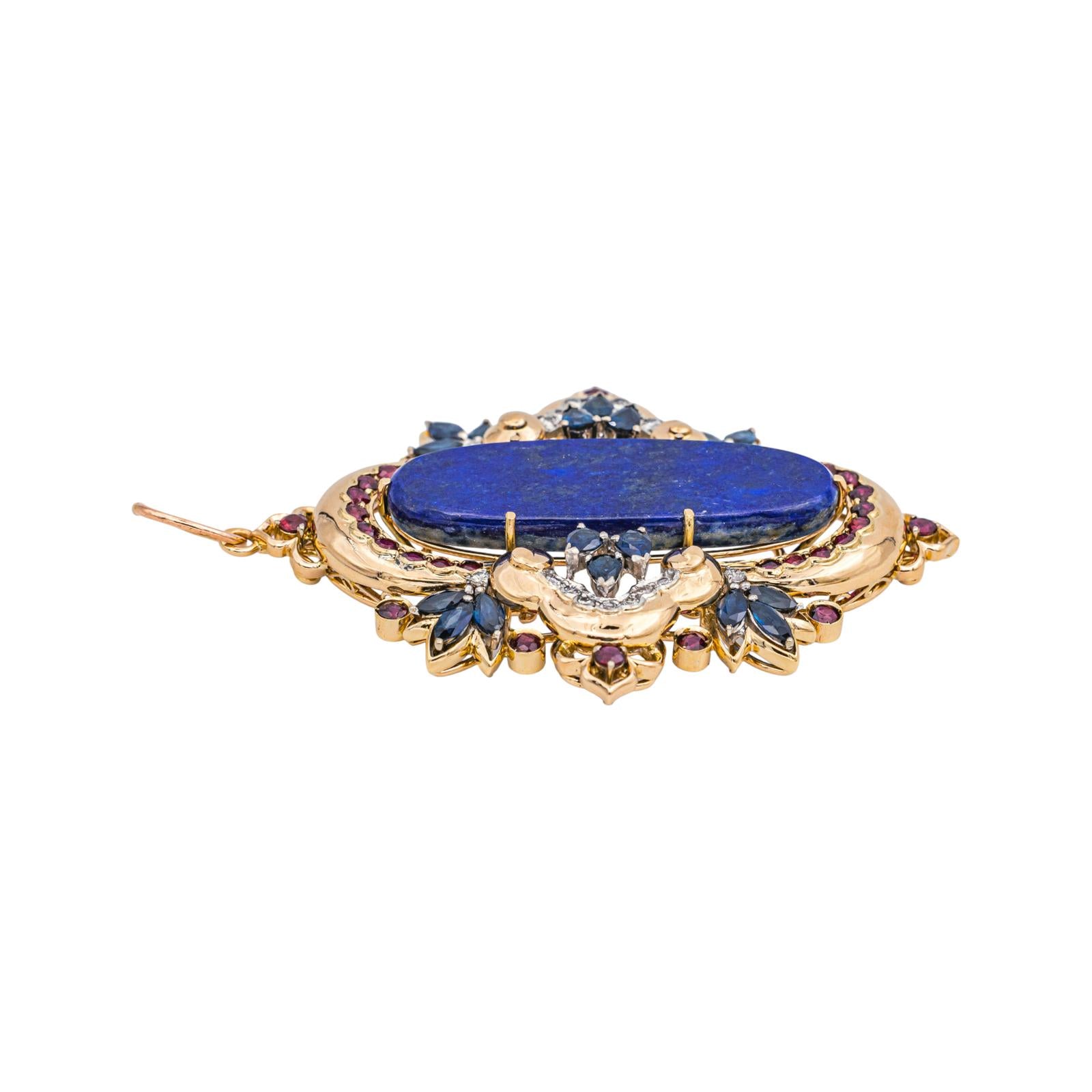 Lapis Lazuli yellow gold pendant