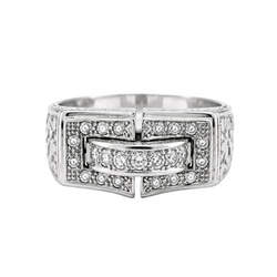 White Gold Signet Ring with Diamonds