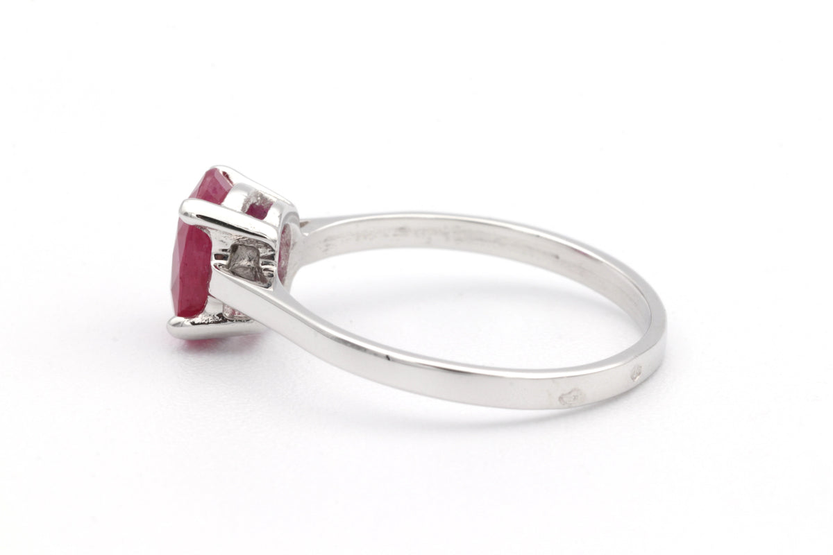 White Gold Solitaire Ring with Ruby