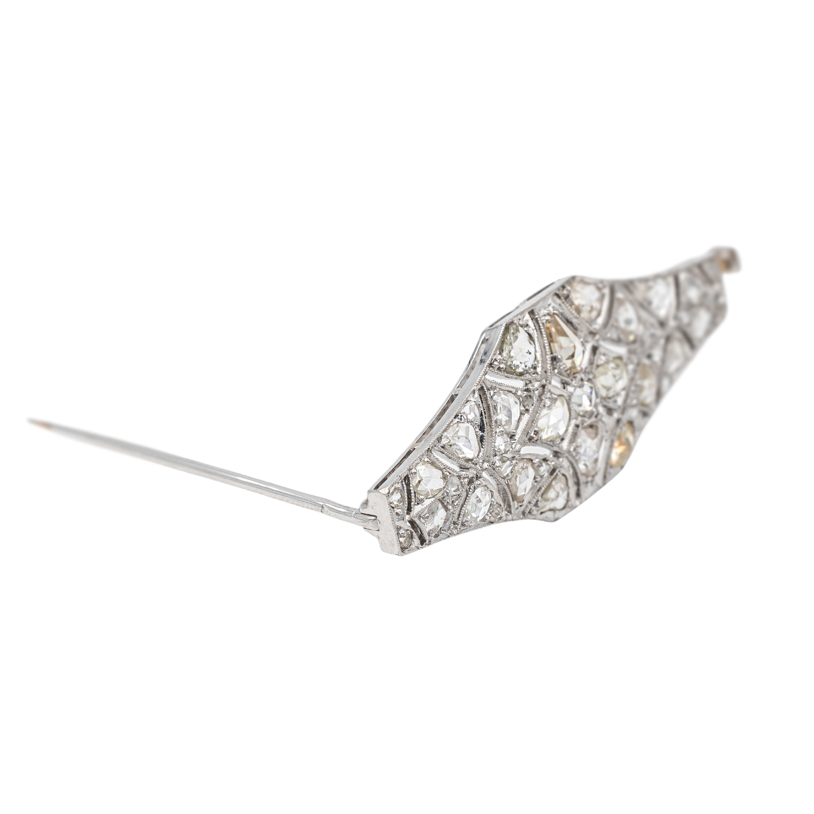 Broche Epingle Or blanc Diamant