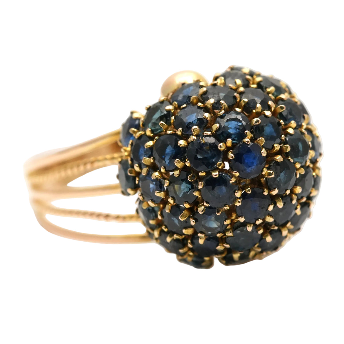 Dome Ring in Yellow Gold and Sapphires