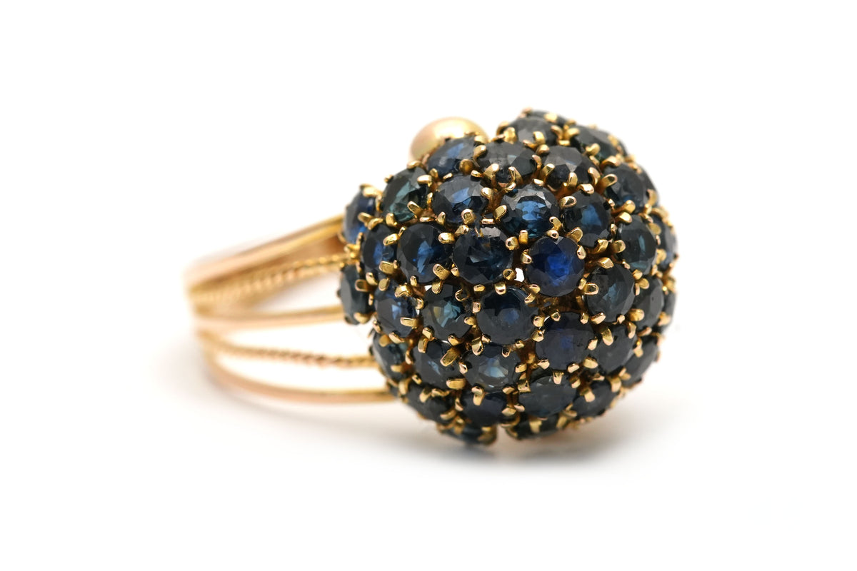 Dome Ring in Yellow Gold and Sapphires