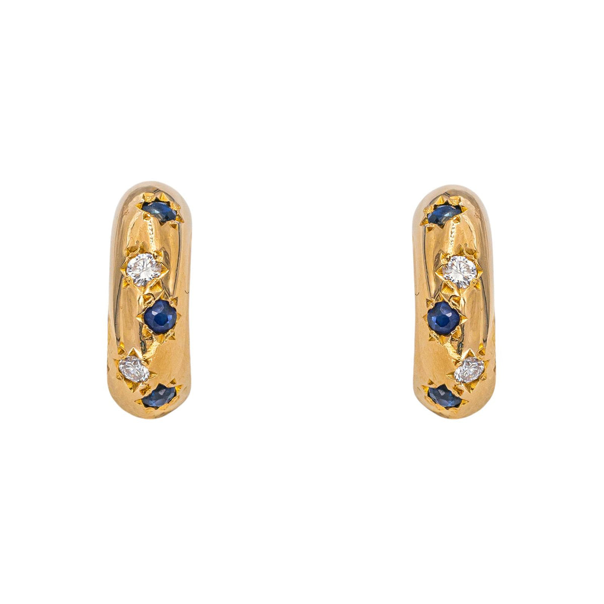 Hoop earrings Yellow gold Sapphire