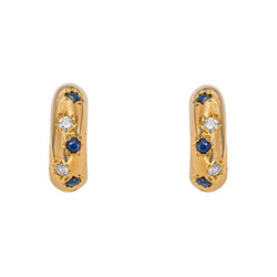 Hoop earrings Yellow gold Sapphire