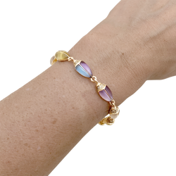 Bracelet Bibi Van Der Velden , «Mini Scarab Opal Eternity», or rose, pierres de couleurs.