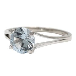 White Gold and Aquamarine Solitaire Ring
