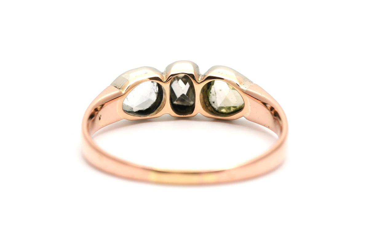 Bague Trilogie en or jaune, argent et diamants