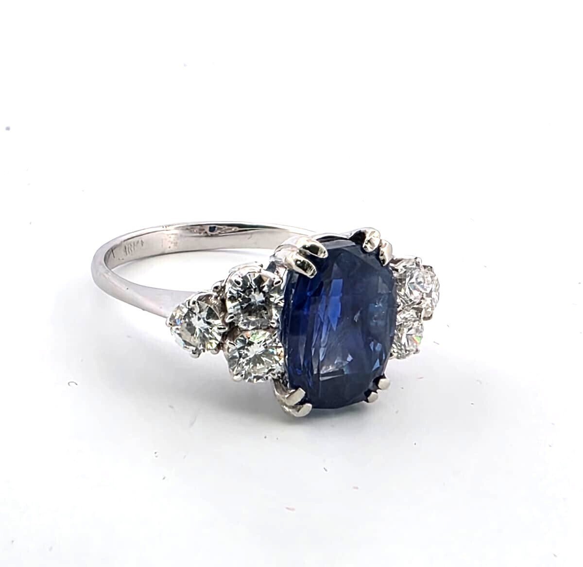 Trilogy Ring in White Gold, Sapphire, and Diamonds