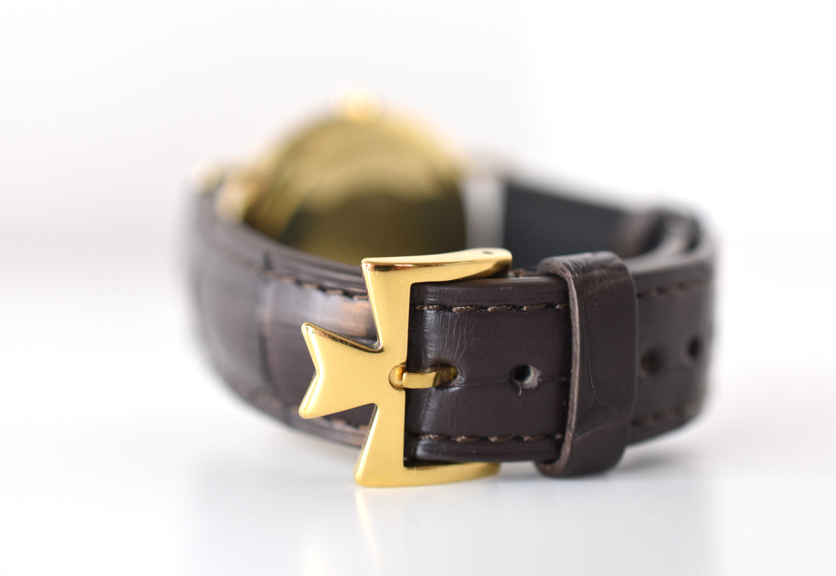 VACHERON & CONSTANTIN watch in yellow gold and leather