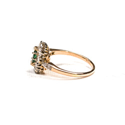Marguerite Ring in Rose Gold, Emerald, and Diamonds