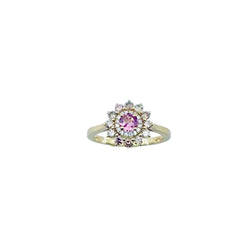 GEMMYO "Lefkos Camaïeux" Entourage Ring in yellow gold, Tourmaline, and Diamonds