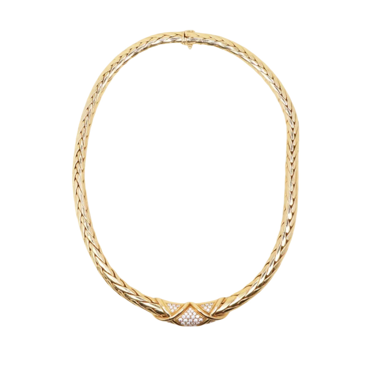 GAY FRÈRES Link Necklace in Yellow Gold and Diamonds