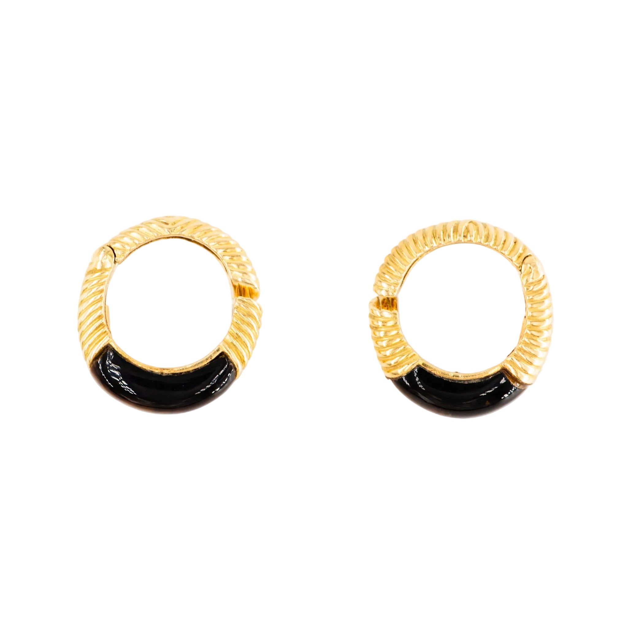 CHAUMET Hoop Earrings in Yellow Gold and Tiger's Eye
