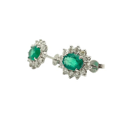 White Gold Earrings with Emeralds and Diamonds