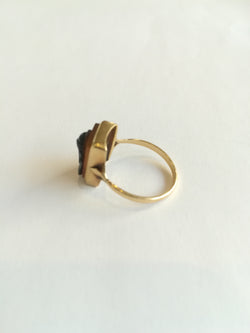 Antique Agate Cameo Ring Featuring a Greek Warrior
