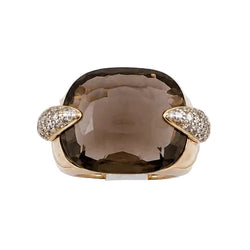 Cocktail Ring in Yellow Gold, Quartz, and Diamonds