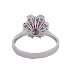 Marguerite Ring in White Gold, Rubies, and Diamonds