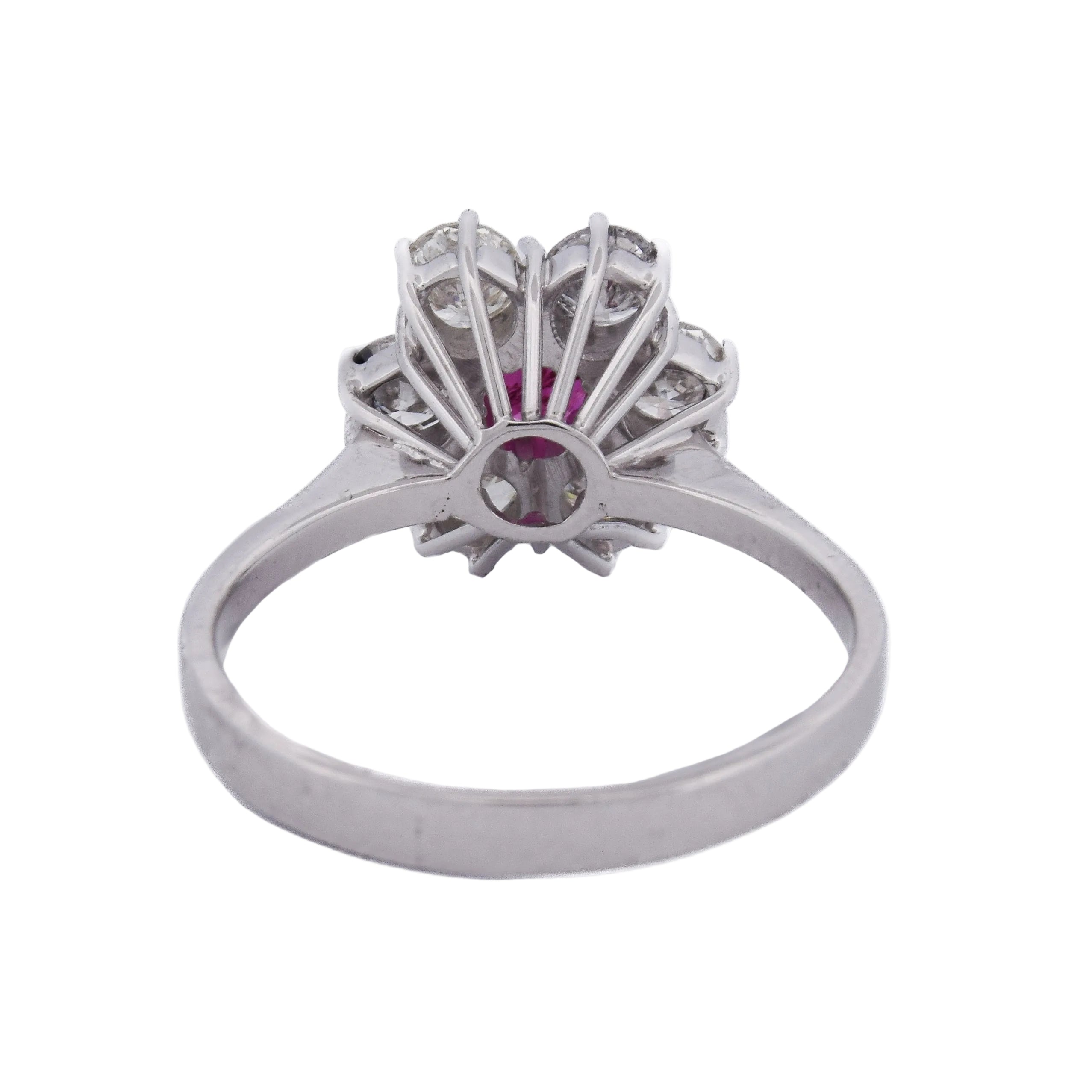 Marguerite Ring in White Gold, Rubies, and Diamonds