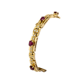 "Ligne" Bracelet in Yellow Gold, Rubies, and Diamonds