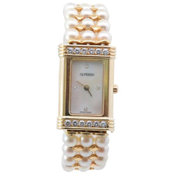 OJ Perrin Watch in Yellow gold, Pearls, and Diamonds