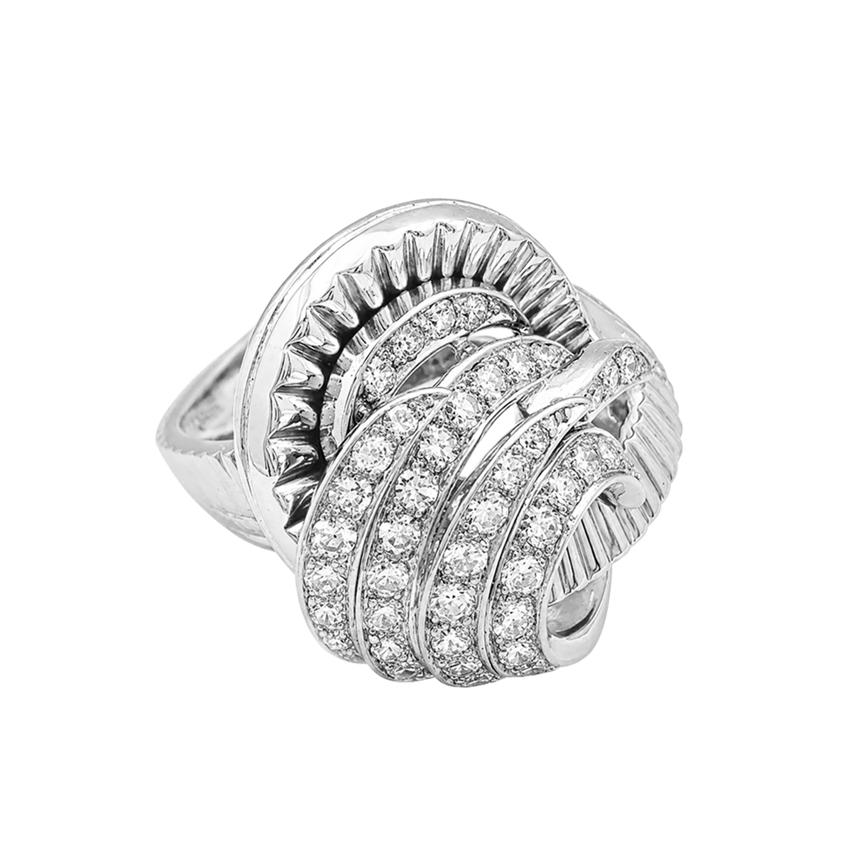 Pave Ring in White Gold, Platinum, and Diamonds
