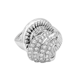 Pave Ring in White Gold, Platinum, and Diamonds