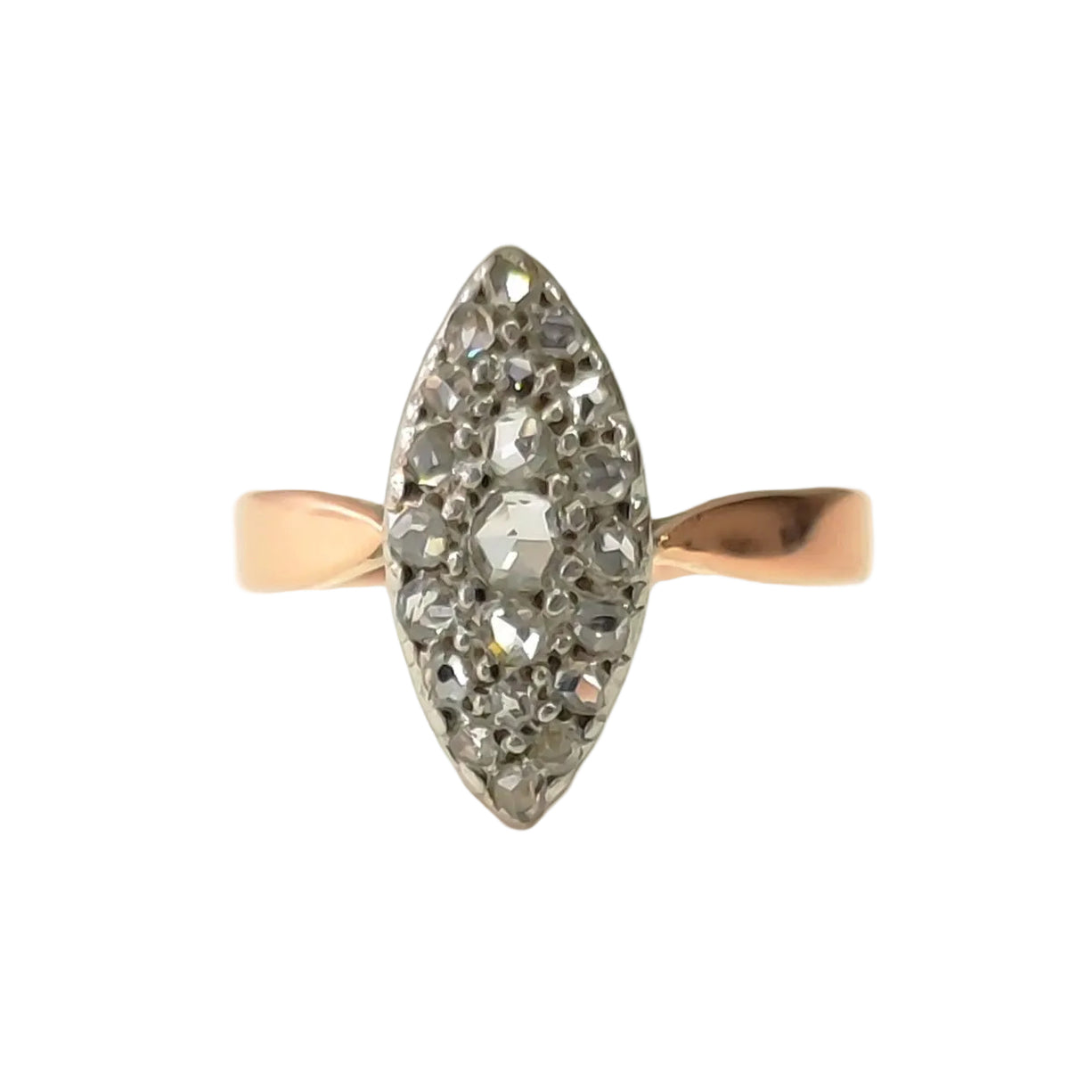 Marquise Ring in Rose Gold, Platinum, and Diamonds