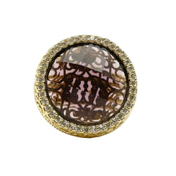 Bague Cocktail en or jaune, quartz et diamants