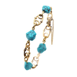 Yellow Gold Link Bracelet with Turquoises