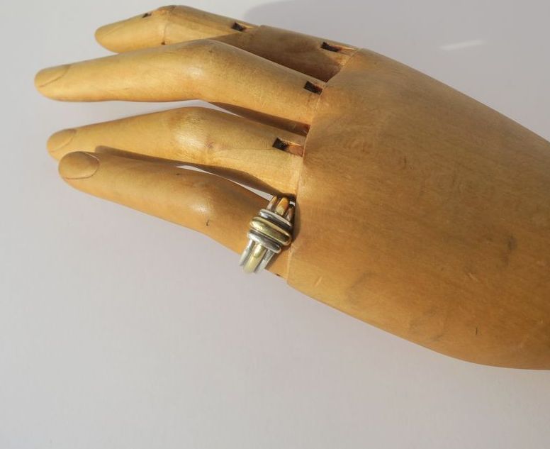 CHRISTOFLE - Gold and Silver Fluted Bangle Ring