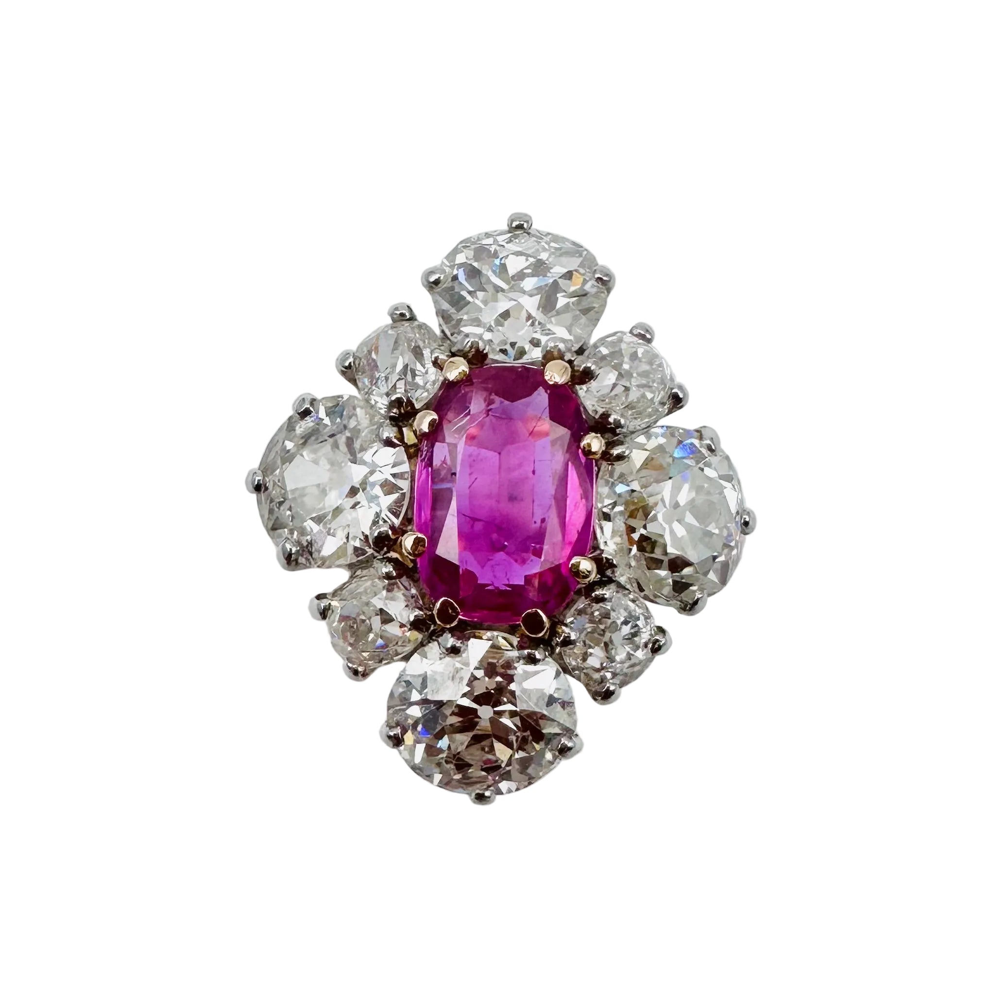 Marquise Ring in Yellow gold and Pink sapphire