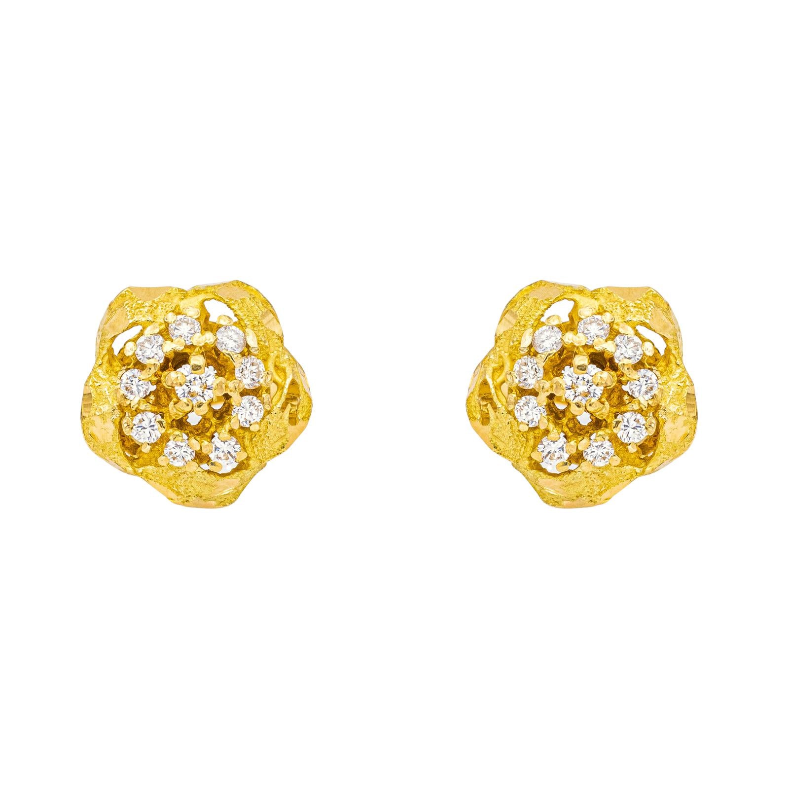 Yellow Gold Diamond Earrings