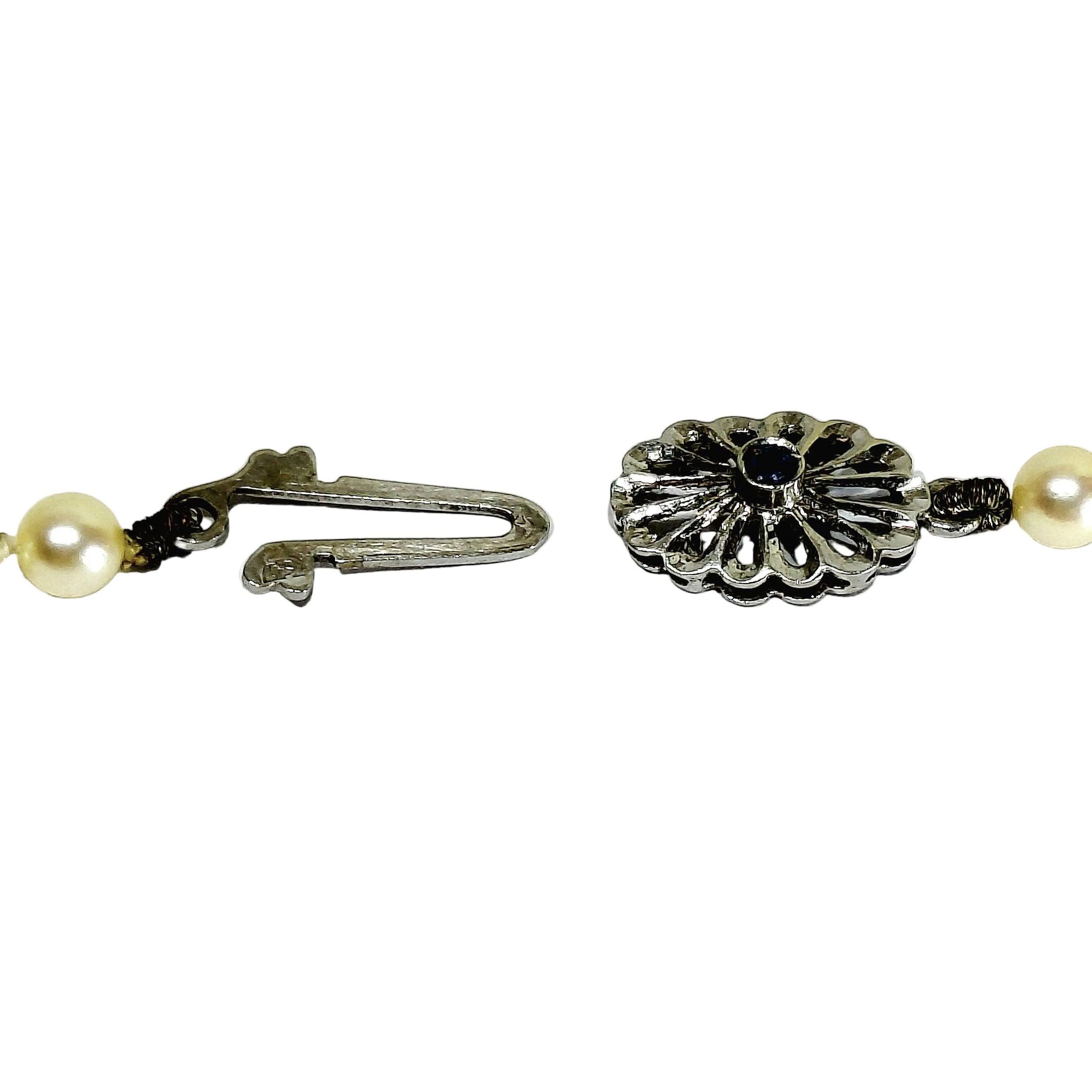 White Gold and Sapphire Pearl Necklace