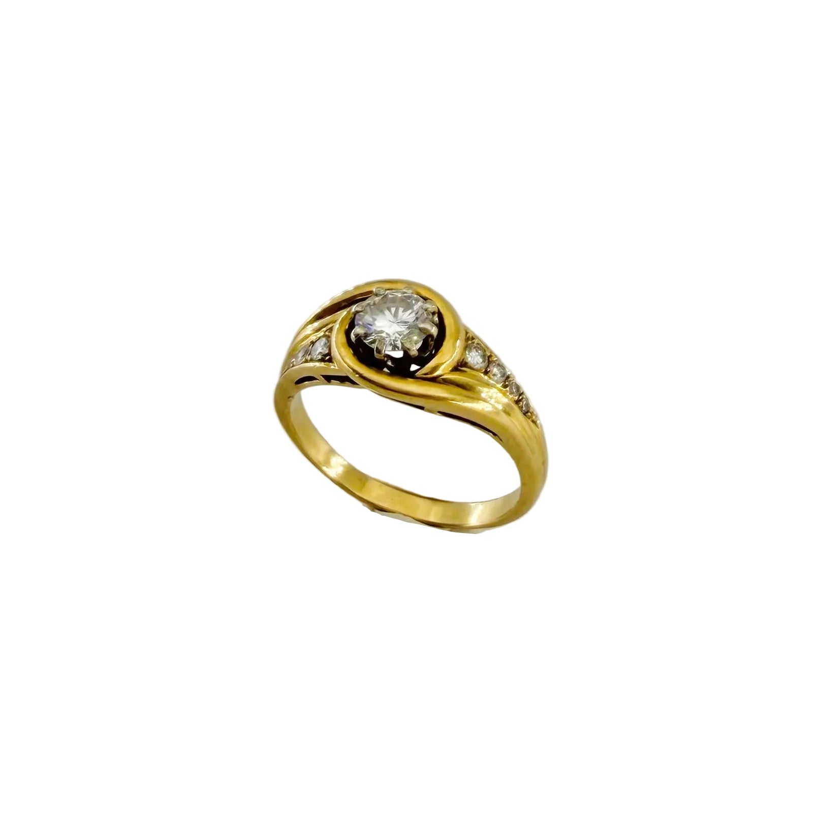 Yellow Gold and Diamond Bangle Ring