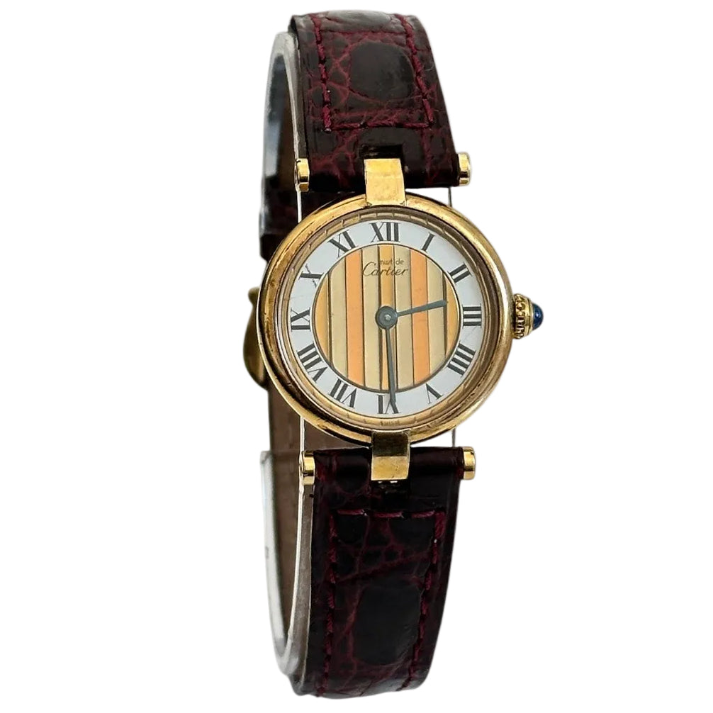 CARTIER "Must Vendôme" Watch in Vermeil and Leather