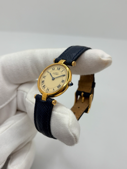 CARTIER "Must Vendôme" PM Watch in Vermeil and leather