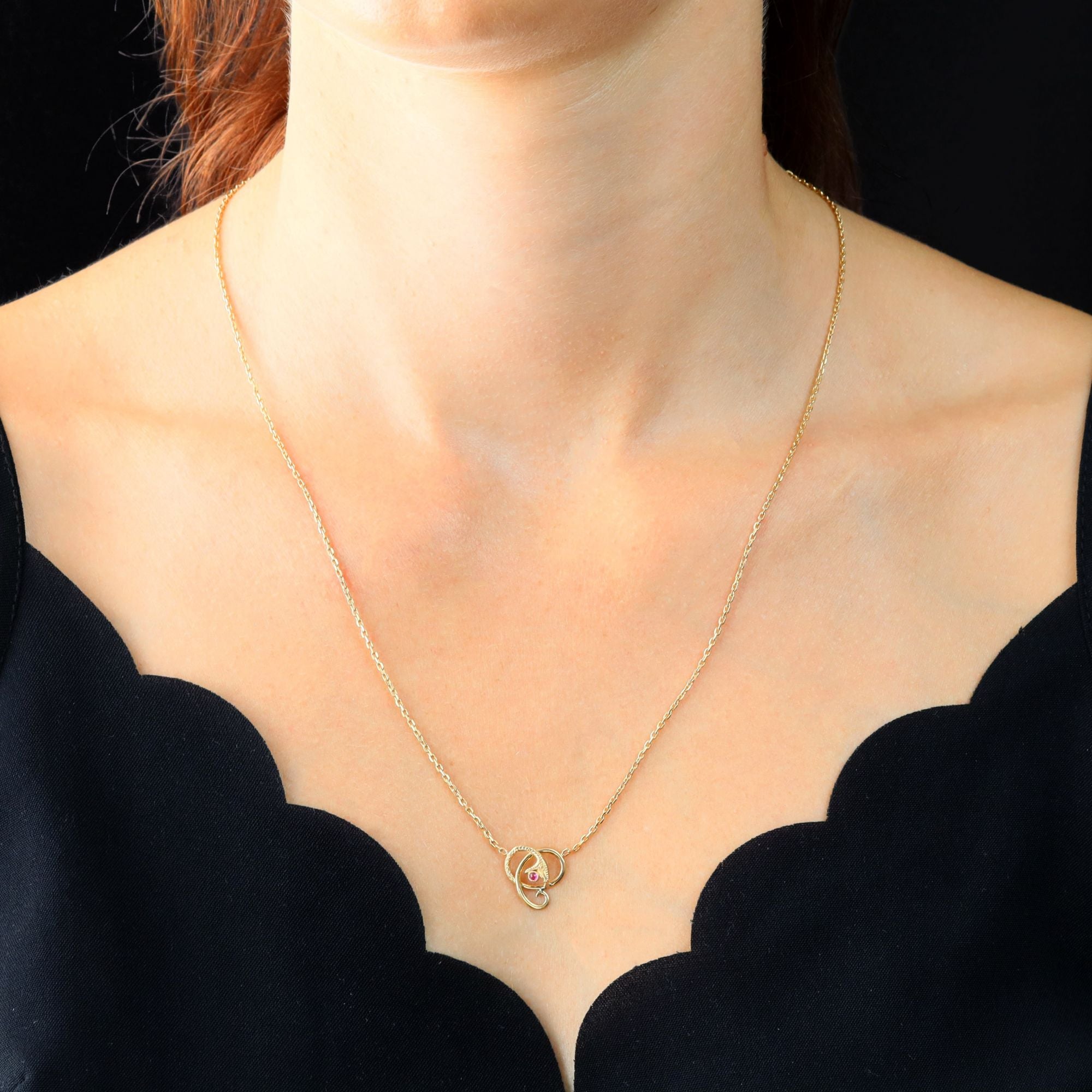 Yellow Gold and Ruby Pendant Necklace