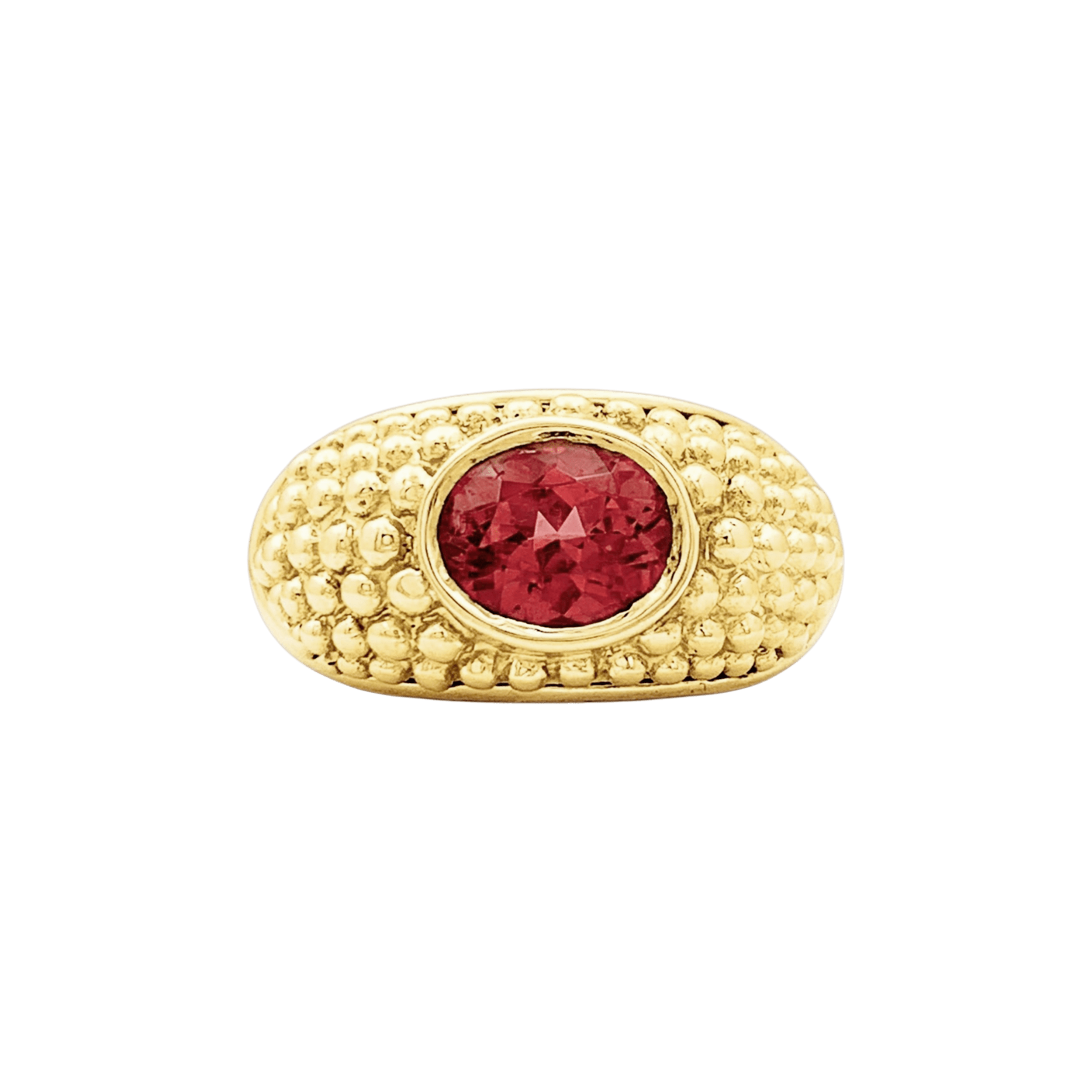 Bague Hérail, "Babul Work", or jaune, tourmaline rose.