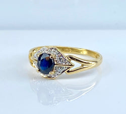 Gold, Sapphire, and Diamond Ring