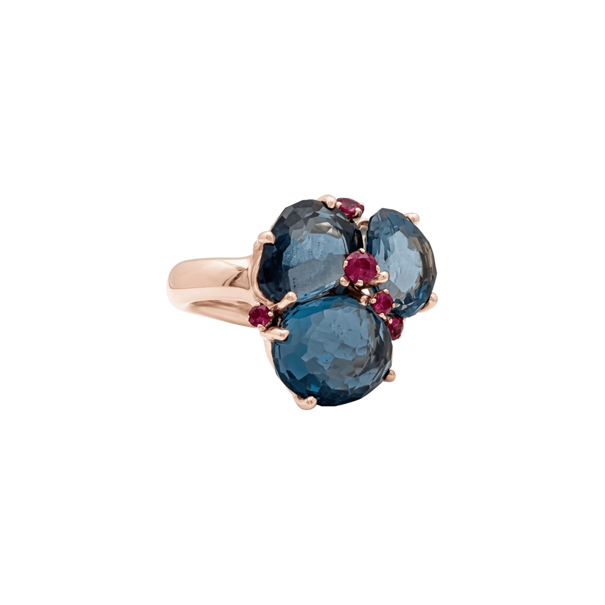POMELLATO "Bahia" Cocktail Ring in rose gold, Topaz, and Sapphire