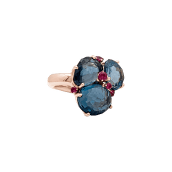 POMELLATO "Bahia" Cocktail Ring in rose gold, Topaz, and Sapphire