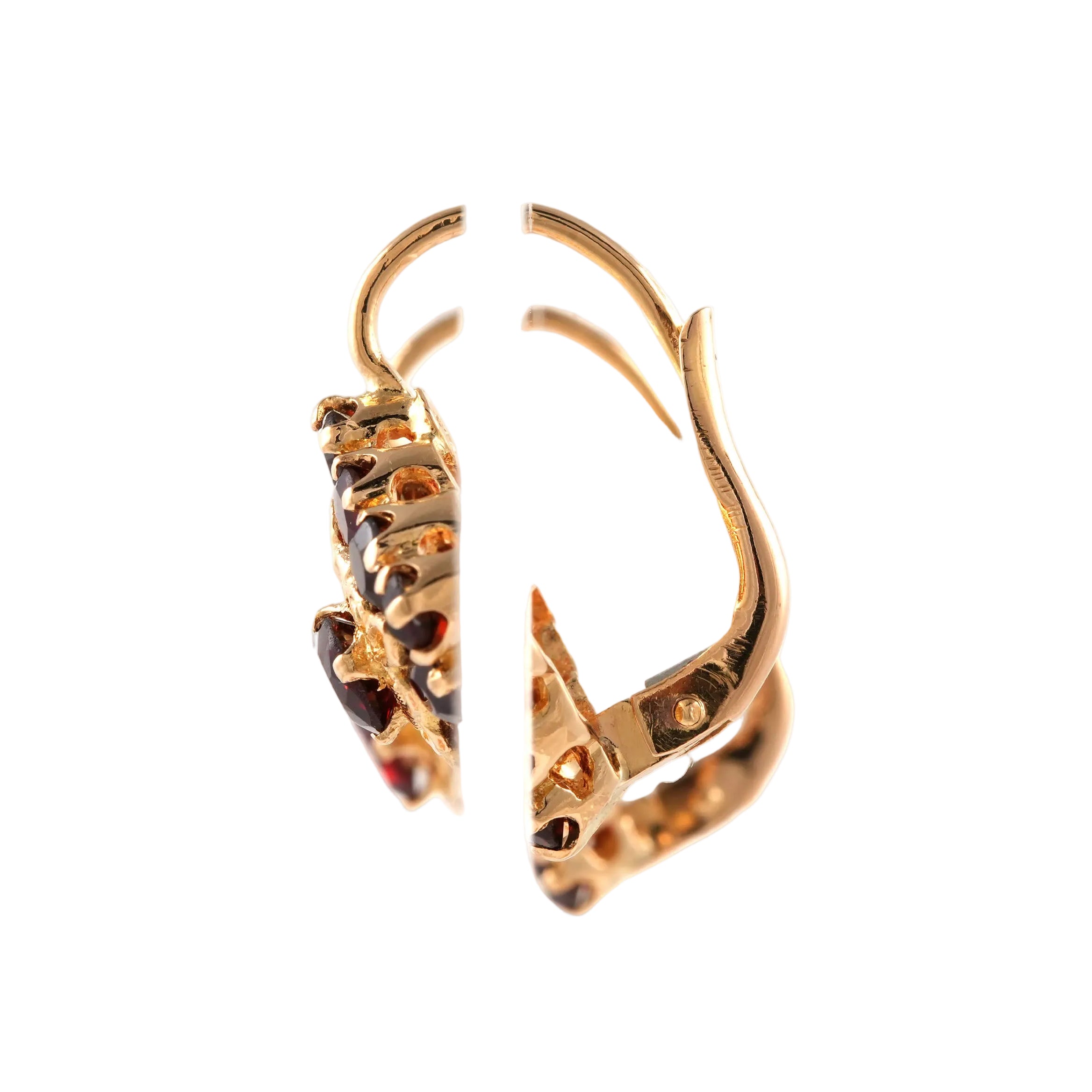 Yellow Gold and Garnet Lever-back Earrings